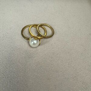 Julie Vos Elegant Gold and Pearl Ring Set